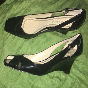 Ann Klein patten leather wedged heels